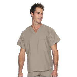 lot 68163 image: APPEARS NEW - Landau Essentials Unisex Relaxed Fit 1-Pocket V-Neck Scrub Top 7502 (Size Large)