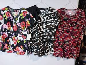 lot 68205 image: APPEARS NEW - Koi Medical Scrub Top Printed  Collection (Size Medium) 3 Pack