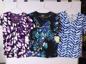 lot 68223 image: APPEARS NEW - Landau & BIO Medical Scrub Tops Collection (Size Large) 3 Pack