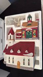 lot 1020 image: Department 56 Snow Village Good Shepard Chapel and Church School