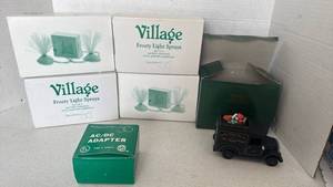 lot 1047 image: Department 56 Village Frosty Light Sprays Set with Express Van