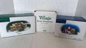 lot 1053 image: Department 56 Snow Village Santa comes to town 1999 and accessories