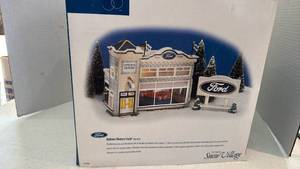 lot 1089 image: Department 56 Snow Village Uptown Motors Ford Dealership