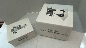 lot 1105 image: Department 56 snow village spirit of the snow village airplane and little blue plane