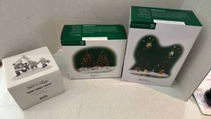 lot 1110 image: Department 56 Snow Village Collection - Holiday Accessories and here comes Santa