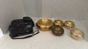 lot 1241 image: Brass ashtrays and Lexxus camera