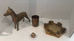 lot 1242 image: Brass dog figurines and more