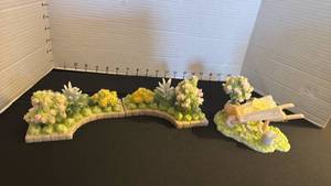 lot 1438 image: Seraphim Classics Flower beds and rose bush and wheelbarrow