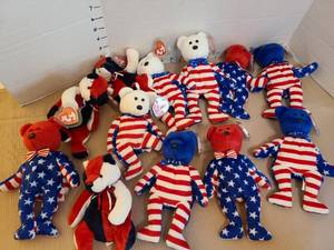 lot 1473 image: TY red, white and blue beanies