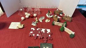 lot 3202 image: Lenox hummingbird ornament with COA, dep.56 accessories and more one is broken