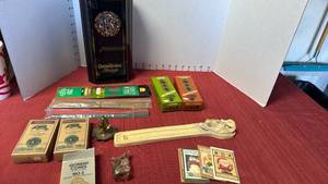 lot 3205 image: Incense and holders with metal brandy tin