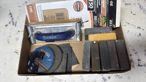 lot 3502 image: Kobalt hand sander, sand paper and more