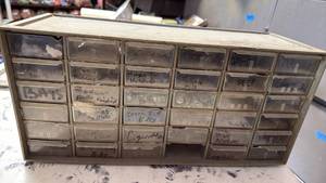 lot 3509 image: 35 drawer organizer with contents 8.5x18x6.5