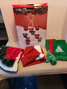 lot 7037 image: Christmas votive holder, more