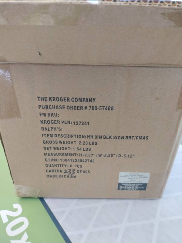 lot 18262 image: Kroger Holiday Home 8 In. Christmas Sign - 6 Pack