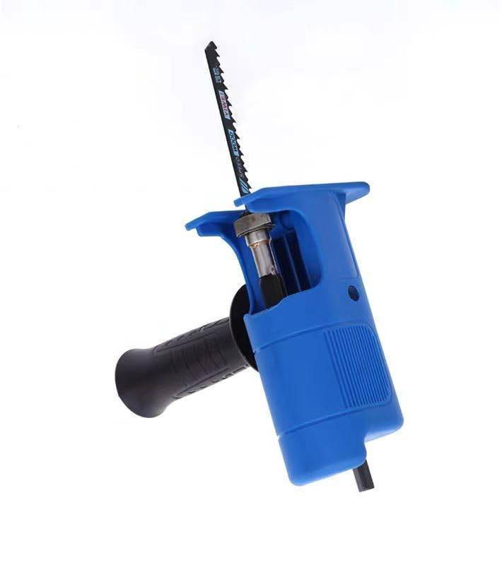lot 20001 image: QINALO Electric Drill and Reciprocating Saw Adapter, Reciprocating Saw Accessory Kit with 6 Replacement Blades, Plastic, and Metal (Blue)