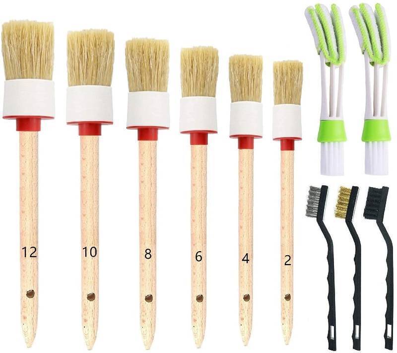 lot 20197 image: Nurkul 11 Pieces Auto Detailing Brush Set for Cleaning Interior, Exterior, Leather, Including 6 pcs Car Detailing Brushes, 3 pcs Wire Brush and 2 pcs Automotive Air Conditioner Brush