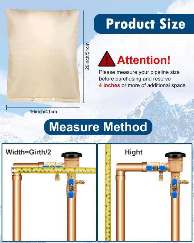 lot 20039 image: Backflow Preventer Insulation Cover, (5°F) Actgan 16X20 5 Layers Outdoor Pressure Vacuum Breaker Sprinkler Valve Faucet Cover for Winter Freeze Protection Beige