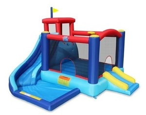 lot 573 image: $360 Action Air Bounce House - Inflatable Bouncing House with Blower for Indoor & Outdoor - Big Bouncy Area Jump Bouncy Castle with Slide