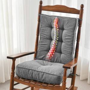 lot 2115 image: SUNROX Memory Foam Non Slip Rocking Chair Cushion, FadeShield Water Resistant Thicken Durable Tufted Pads, Set of Seat & Back Cushion with Ties for IndoorOutdoor Rocker, 2 Piece, Heather Charcoal