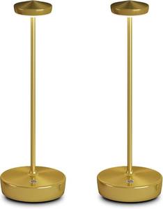 lot 3140 image: 2 Pack Rechargeable Cordless Table Lamps, 5000mAh LED Portable Table Light with 3 Color Stepless Dimming, Battery Powered Waterproof Table Lamp for OutdoorRestaurantHomeDinner (Brushed Gold)