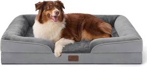 lot 3144 image: Bedsure Orthopedic Dog Beds Large Sized Dog - Washable Large Dog Cat Bed Waterproof, Comfort Dogs Couch Sofa with Washable Removable Cover, Pet Bed with Nonskid Bottom, Grey, 35