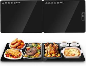 lot 3147 image: Electric Warming Mat for Food 32 x 12, Tempered Glass Top,Food Warmer Tray for Countertop, Parties Buffet,Gatherings,Adjustable 104 212 F with 1 12h Timer,Built-in Thermostat & Overheat Protection