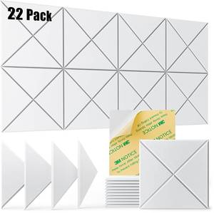 lot 3157 image: 22 pack Acoustic Panels Self-Adhesive, 12X 12X 0.4Sound Proof Foam Panels,Soundproof Wall Panels High Density, Acoustic Panels Sound Absorbing for Wall Decoration and Acoustic Treatment-white-02