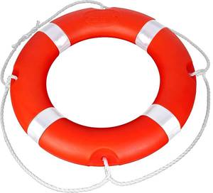 lot 3158 image: Life Ring for Boating Safety - 23 and 28 Boat Safety Throw Rings with Reflective Strip and Grab Lines (2 Color)