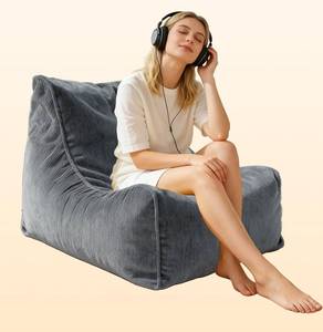 lot 3159 image: Boneless ChairCouch Cover No Filler  Velvet Detachable Lazy ChairSofa Cover for Living Room Indoor Outdoor Office Beanbag Chairs for Adult(Gray)