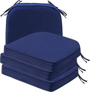 lot 3160 image: Round Corner Seat Cushions, 17 x 16 x 3.5, Set of 4, Indoor Outdoor Water Repellent Universal Chair Pads with Ties for Patio Furniture, Garden Deck Dining Chairs, Navy