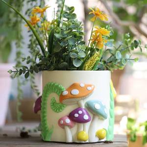 lot 3161 image: GUGUGO Colorful Mushrooms Planters Cute Unique Rainbow Planter with Drainage, Vintage Retro Flower Plant pots for Indoor & Outdoor Plants, Boho Modern Home D cor (A,5 Inch)