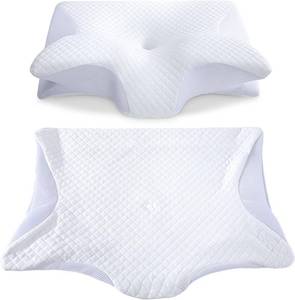 lot 3163 image: HOMCA Memory Foam Cervical Pillow Cover - Hypoallergenic Contour Orthopedic Pillow Case, 1Pack, White (Suitable for Pillow Model PL02)