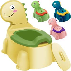 lot 3181 image: potty training toilet Potty Seat Baby Training Chair Boys Girls Toddler Dinosaur Comfortable children 1-5 years old Baby toilet Animal seat with lid back potty trainer (Yellow)