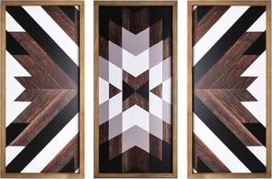 lot 3186 image: flangairy Aztec Wall Decor 3pcs, Wooed Western Wall Art, Native American Tribal Southwestern Boho Living Room Bedroom Kitchen Bathroom Southwest Farmhouse Modern Rustic Home Decorations
