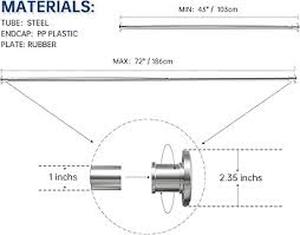 lot 3189 image: Amazon.com BRIOFOX Industrial Shower Curtain Rod - Rustproof Non-Slip 43-72 Inch 304 Stainless Steel Tension Curtain Rod for Window or Bathroom, Chrome  Home & Kitchen