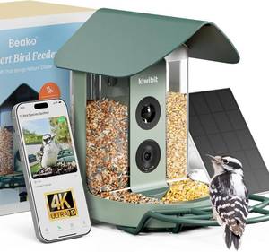lot 3199 image: $190 Beako  Smart Bird Feeder with 4K Camera Solar Powered for Outdoors - UHD Live Stream for Birdwatching, AI Identification 10,000 Bird Species, Real-Time Motion Detection, Ideal Gift for BirdLovers