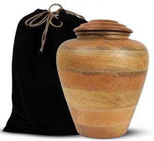 lot 3203 image: Handcrafted Wooden Cremation Urn for Human Ashes Adult   Large Funeral Urn, 200 Cubic Inches   Decorative Memorial Burial Urn for Men & Women, 200 lbs