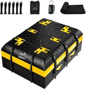 lot 3205 image: 21 Cubic Feet Rooftop Cargo Carrier Bag, Waterproof Zip Soft Roof Top Cargo Bag with Anti-Slip Mat, Luggage Lock, 2 Reflective Strips, 6 Door Hooks, Storage Bag, for All Cars withWithout Rack