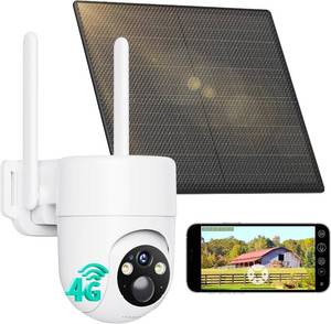 lot 3209 image: LIWAN Cellular Security Camera, No WiFi Security Camera, 4G LTE Solar Cameras Wireless Outdoor for Home Security with Color Night Vision, 360  Live View Battery Powered, PIR Sensor, Built in SIM Card