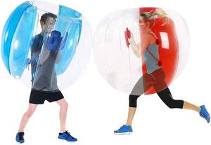 lot 3212 image: SUNSHINE-MALL 48 inch 2 pcs Bumper Sumo Ball for Adults,Kids, Inflatable Bounce Body Zorb Ball for Outdoor Team Gaming Play for 6 Ages (redBlue)