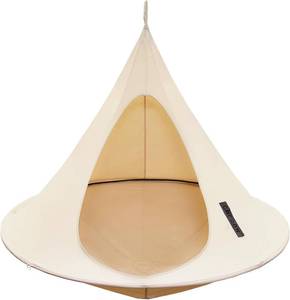 lot 3225 image: $250 Single Cacoon Hanging Chair   Cozy IndoorOutdoor Hammock with Polyester Canvas, 440 lb Capacity, Includes 18ft Rope & Carabiner (Natural)