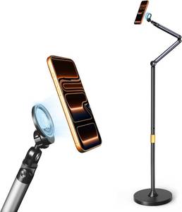 lot 3227 image: Magnetic Phone Floor Stand, Aluminum iPhone Overhead Stand with Adjustable Arm & Remote for Multi-Angle Creative Shooting, Stable Stand for iPhoneAndroid