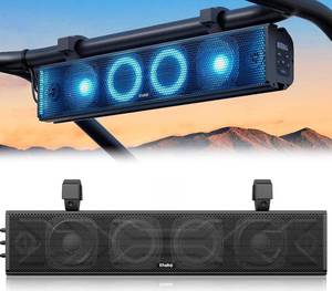 lot 3233 image: $139 Ehaho 25 Inch UTV Sound Bar, ATV SoundBar Bluetooth with RGB Lighting, IP66 Waterproof Golf Cart Sound Bar, Amplified Powersports SXS SoundBar, UTV Speakers Compatible with Polaris RZR Can-Am