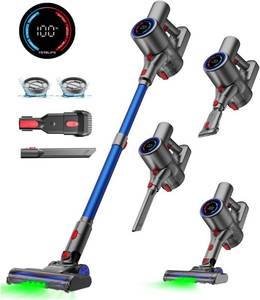lot 3237 image: VersLife Z8 Cordless Vacuum Cleaner, 40kPa500W Power Suction, LED Display, 6-in-1 Lightweight Stick Vacuum with Green LED Light, 6-Stages Filtration, Self-Standing for Pet Hair Hard Floor Carpet