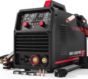 lot 3245 image: $170 YESWELDER 165A MIG Welder, Flux Core MIGGas MIGLift TIGStick 4 in 1 Multi-process Welding Machine, LED Digital Display Synergic Control 110V220V Dual Voltage MIG-165DS PRO
