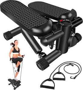 lot 3249 image: Hydraulic Fitness Stepper with LCD Monitor - Mini Stepper and Resistance Bands