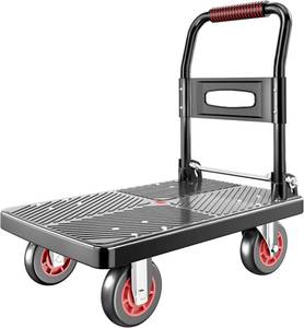 lot 3263 image: Upgraded Foldable Push Cart Dolly  660 lbs. Capacity Moving Platform Hand Truck  Heavy Duty Space Saving Collapsible  4  TPR 360-Degree Silent Wheels  2 Swivel Wheels and 2 Fixed Wheels