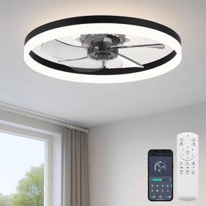 lot 3280 image: 20 Ceiling Fan with Light, Upgraded Low Profile Fan, Flush Mount Ceiling Fan, 6 Speeds, Dimmable LED, App &amp Remote Control, Quiet DC Motor, for Bedroom, Living Room, F115 Black
