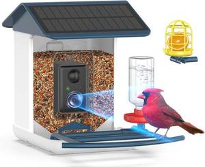 lot 4190 image: $110 Bird Feeder with Camera-2K HD & Full Color Night Vision, Free AI Forever for 1,1000 Species Identification, Solar Powered Wireless Outdoor, Includes 64GB TF Card, Two-Way Audio, App Alerts